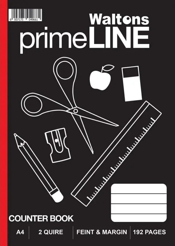 A4 192P 2 QUIRE FEINT & MARGIN COUNTER BOOK Primeline Hard Cover Counter Book 2 Quire Feint & Margin A4 192 Page W531