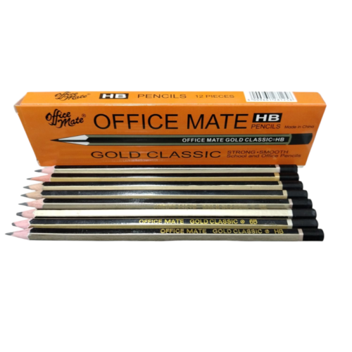 Office Mate Pencils Gold Classic Sharpened W/ Out Eraser  Dipped