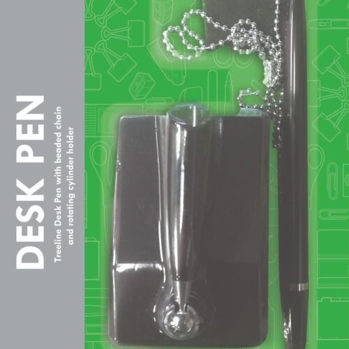 Desk Pen With Beaded Chain and Rotating Holder Black
