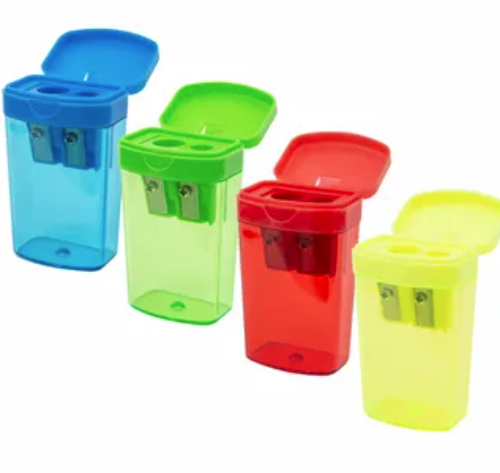 Two Hole Tub Sharpener Plastic with Cap Assorted